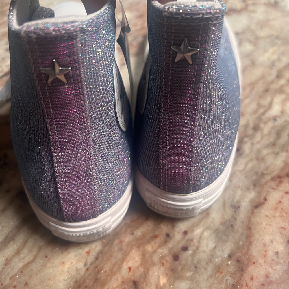 Converse Glittery High-Tops purple with White Shoes tenis sneaker - Picture 5 of 9